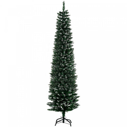 Homcom Sapin De Noël Artificiel De 6 Pieds Avec 570 Pointes De Branches|Homcom 6ft Artificial Snow Dipped Pencil Christmas Tree With 570 Branch Tips