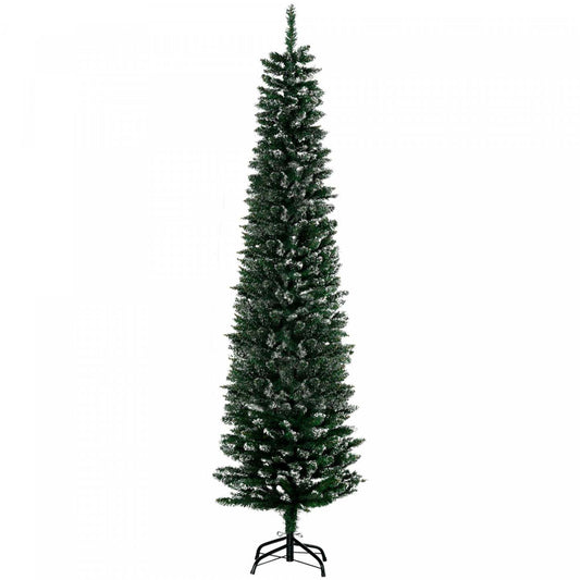 Homcom Sapin De Noël Artificiel De 6 Pieds Avec 570 Pointes De Branches|Homcom 6ft Artificial Snow Dipped Pencil Christmas Tree With 570 Branch Tips