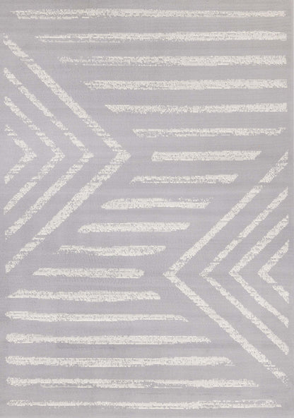 Tapis à rayures modernes Forte gris blanc - 5'3 x 7'5|Tapis Forte gris et blanc à rayures modernes - 5 pi 3 po x 7 pi 5 po