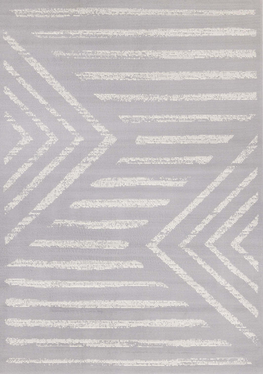 Tapis à rayures modernes Forte gris blanc - 5'3 x 7'5|Tapis Forte gris et blanc à rayures modernes - 5 pi 3 po x 7 pi 5 po