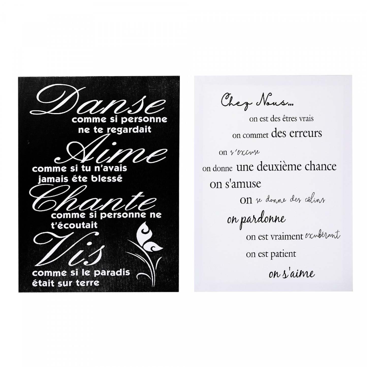 Œuvre d’art murale sur toile inspirante en français - ensemble de 2 décorations murales