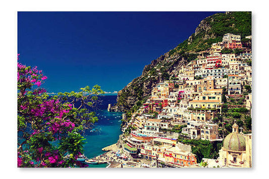 Town Of Positano, Italy 28x42 Wall Art Frame And Fabric Panel| Town Of Positano, Italy 28 po x 42 po : Cadre d'art mural et panneau de tissu|D44GNQXV