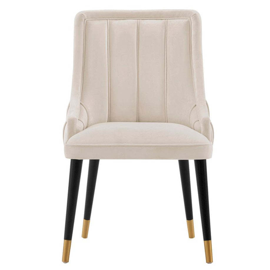 Manhattan Comfort Modern Eda Velvet Dining Chair - Midnight Cream|Chaise de salle à manger moderne Eda de Manhattan Comfort en velours - crème minuit
