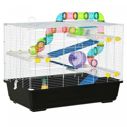 Pawhut Grande Cage Pour Hamster De 31 Cm, Maison Pour Petits Animaux, Refuge Pour Gerbilles À Plusieurs Étages, Système De Tubes De Tunnel