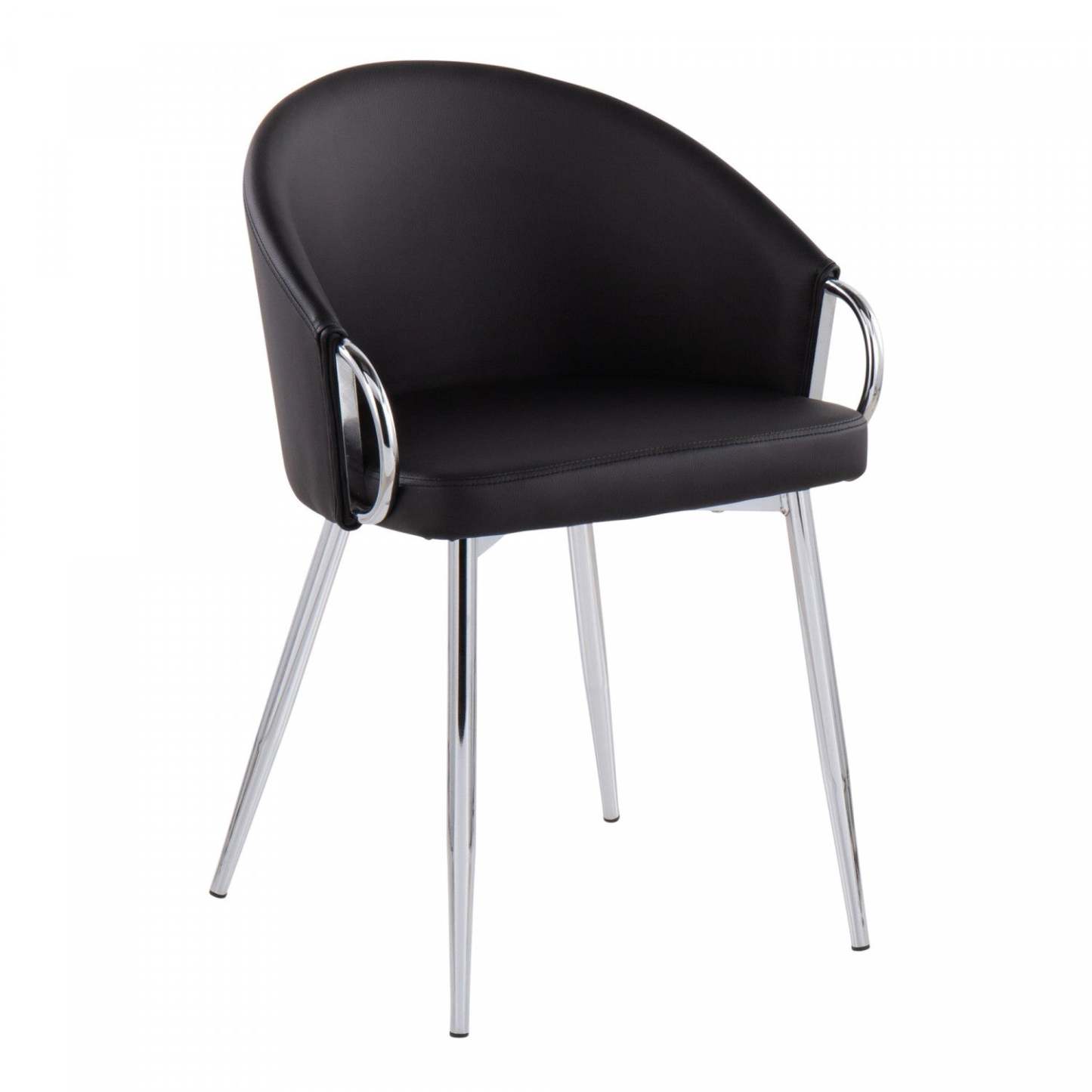 LumiSource Claire Faux Leather Contemporary Glam Dining Chair - Silver/Black|Chaise de salle à manger somptueuse contemporaine Claire en similicuir - argent/noir