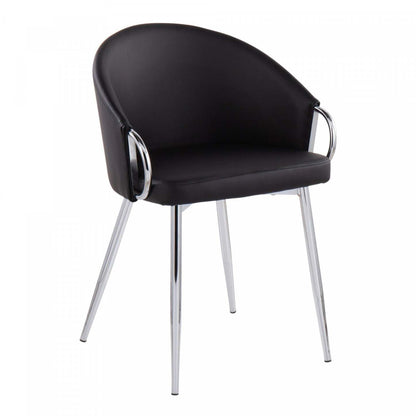 LumiSource Claire Faux Leather Contemporary Glam Dining Chair - Silver/Black|Chaise de salle à manger somptueuse contemporaine Claire en similicuir - argent/noir