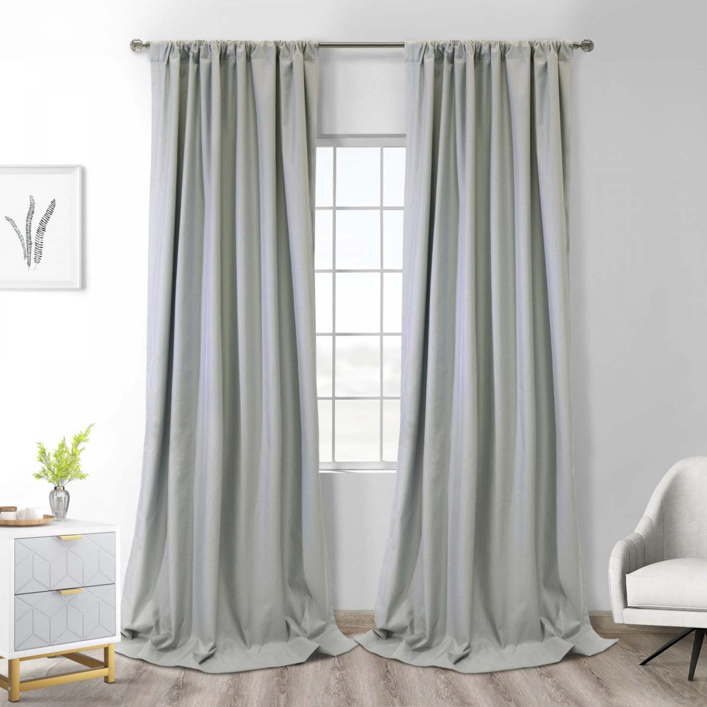 Thermaplus Brooklyn Grey Blackout Dual Header Curtain Panel - 52 x 84|Panneau de rideau occultant Brooklyn gris à double tête de Thermaplus - 52 x 84
