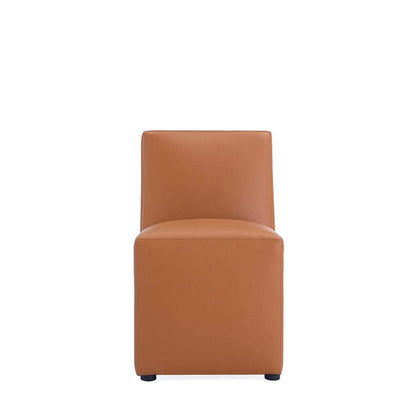 Manhattan Comfort Anna Modern Square Faux Leather Dining Chair - Saddle|Chaise de salle à manger carrée et moderne Anna de Manhattan Comfort en similicuir - brun clair
