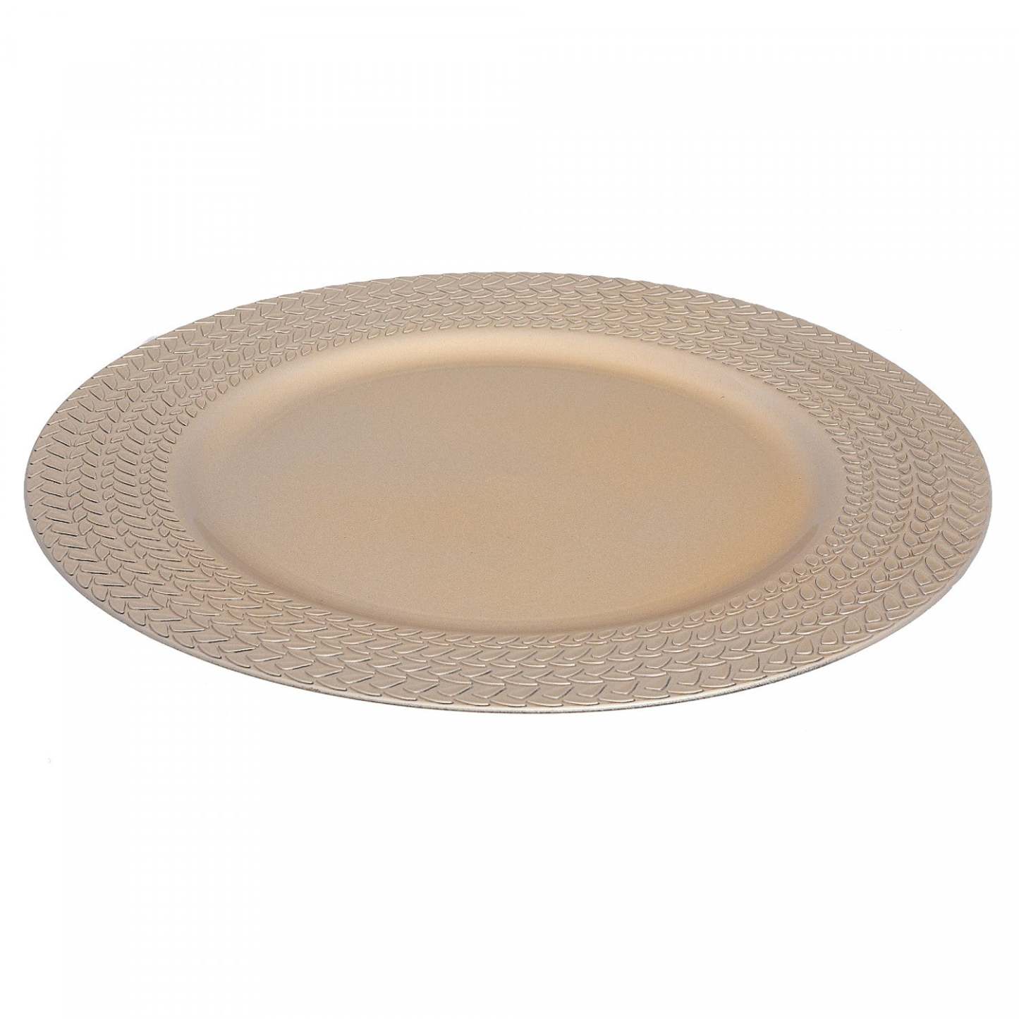 Assiette de présentation Tresses Champagne 13 - Set de 6 Vaisselle|Assiette de présentation de 13 po champagne ornée de tresses - ensemble de 6