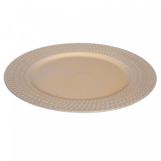 Assiette de présentation Tresses Champagne 13 - Set de 6 Vaisselle|Assiette de présentation de 13 po champagne ornée de tresses - ensemble de 6