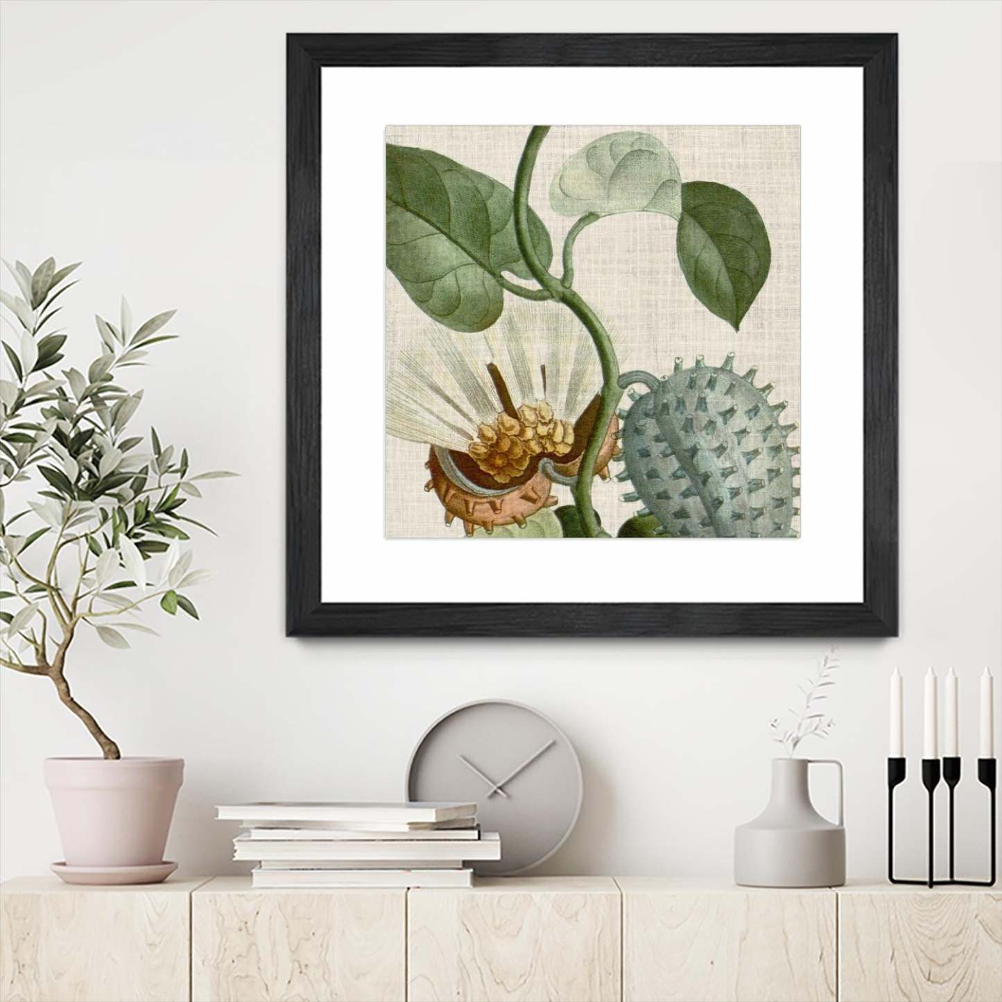 Œuvre d’art murale encadrée noire et mate « Cropped Turpin Tropicals Ii » 30 x 30