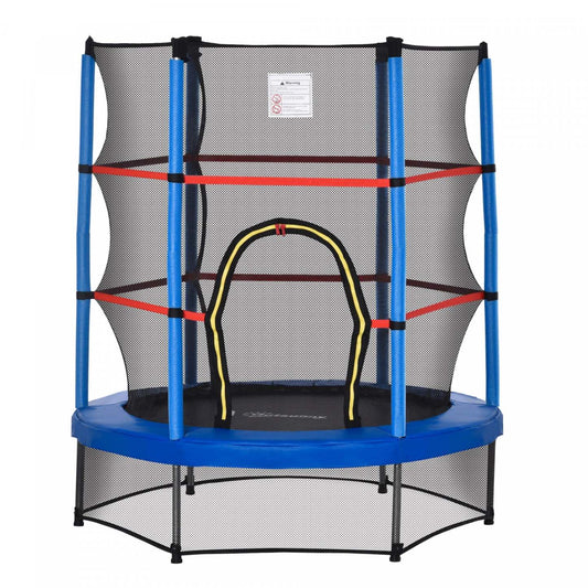 Outsunny Trampoline Φ55 Pour Enfants Avec Filet De Protection, Cadre En Acier, Intérieur Rond, Rebondisseur Âge 3 À