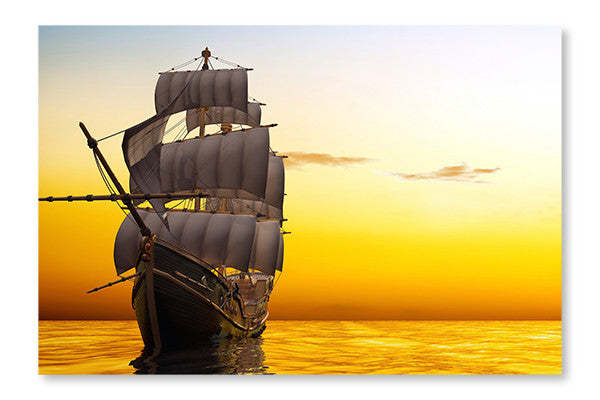 Voilier en mer 16 x 24 po : Cadre d'art mural et panneau de tissu | Voilier en mer 16 po x 24 po : Cadre d'art mural et panneau de tissu | D44GQH2Y