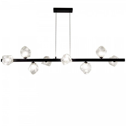 Dainolite Pearlene 8 Light Horizontal Pendant Matte Black Clear Glass Lamp|Luminaire suspendu horizontal Pearlene de Dainolite en verre transparent, avec fini noir mat et 8 ampoules
