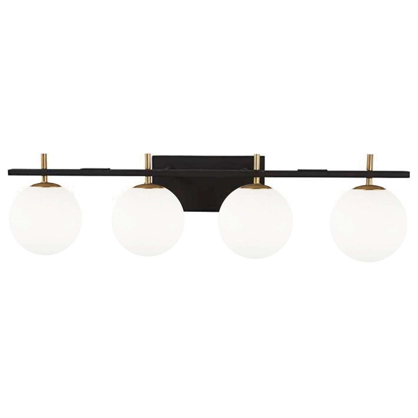 Dainolite Vivaldi 4 Light Vanity Light Matte Black/Aged Brass Lamp|Lumière de coiffeuse Vivaldi de Dainolite avec fini noir mat et laiton vieilli, et 4 ampoules
