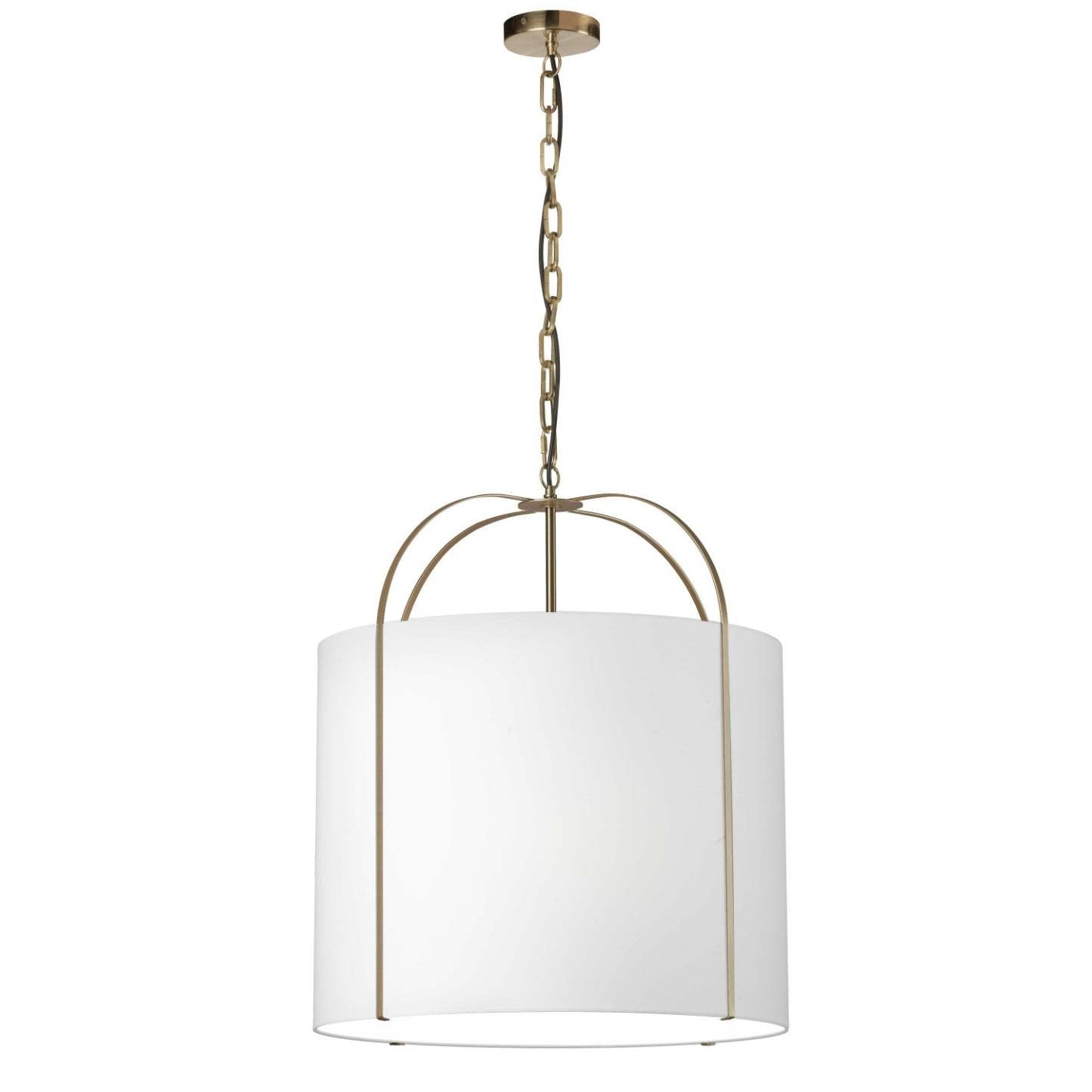 Dainolite Quincy 3 Light Pendant Gold White Shade Lamp|Luminaire suspendu Quincy de Dainolite avec abat-jour blanc, fini doré et 3 ampoules