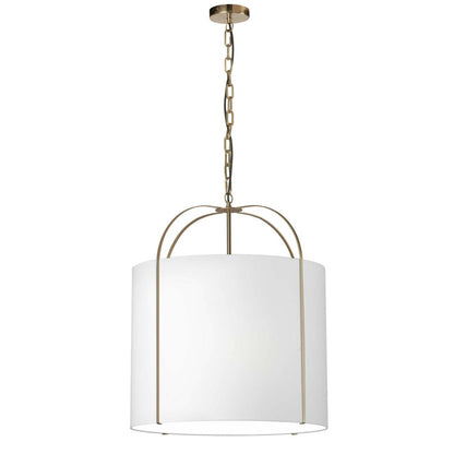 Dainolite Quincy 3 Light Pendant Gold White Shade Lamp|Luminaire suspendu Quincy de Dainolite avec abat-jour blanc, fini doré et 3 ampoules