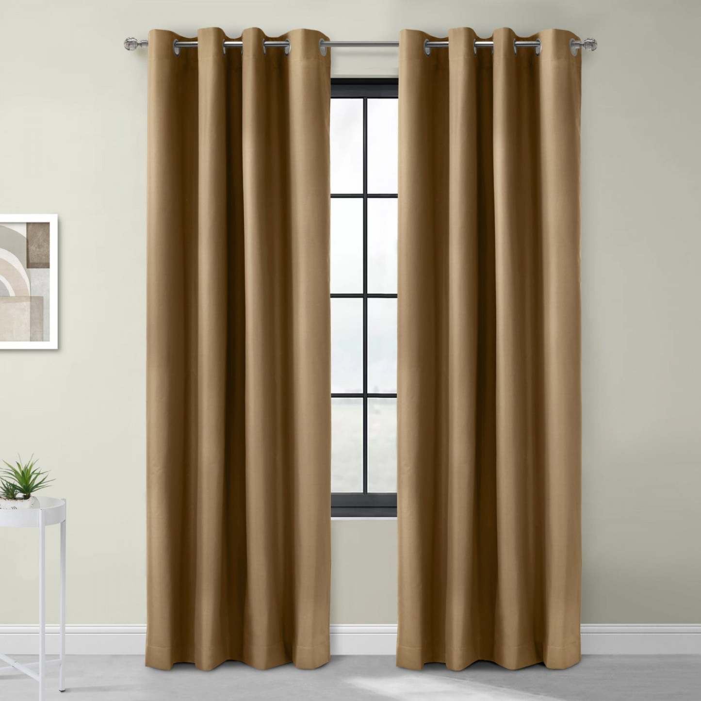 Thermaplus Alpine Sand Blackout Grommet Curtain Panel - 52 x 63|Panneau de rideau occultant à œillets Alpin Sable de Thermaplus - 52 x 63