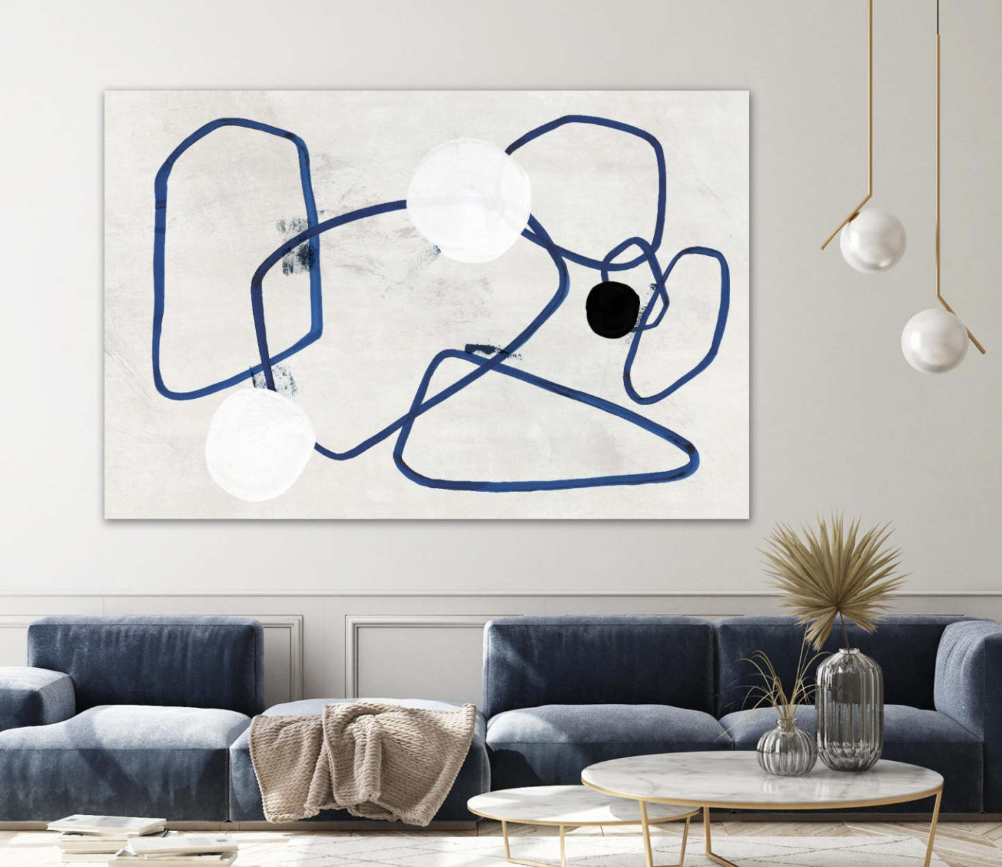 Œuvre d'art murale géante « Midblue II » 72 x 48