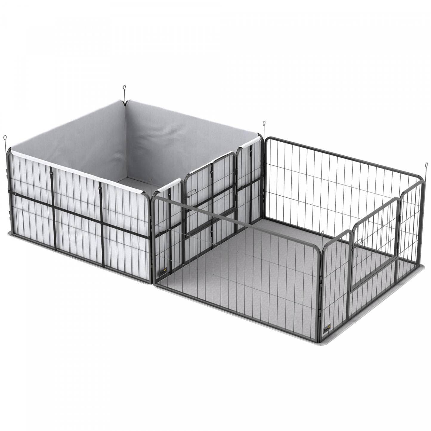 Pawhut Boîte De Mise Bas Pour Chiens Et Chiots, 96 X 48 X 23.5, Parc Pour Chiots Avec 600d Oxford Résistant Au Vent | Pawhut Boîte De Mise Bas À 7 Panneaux Convertible, Coussinets Lavables