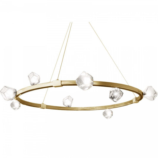 Dainolite Pearlene 12 Light Chandelier Aged Brass Clear Glass Lamp|Lustre Comet de Pearlene en verre transparent, avec fini laiton vieilli et 12 ampoules