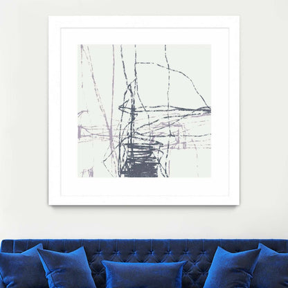 Œuvre d'art murale imprimée blanche et mate « Chalk Doodles G » 30 x 30