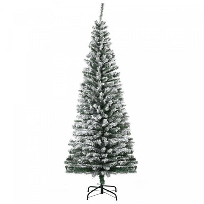 Homcom Arbre De Noël Artificiel Flocké Neige Crayon Slim | Homcom Arbre De Noël Artificiel 6 Pieds 492 Branches Réalistes