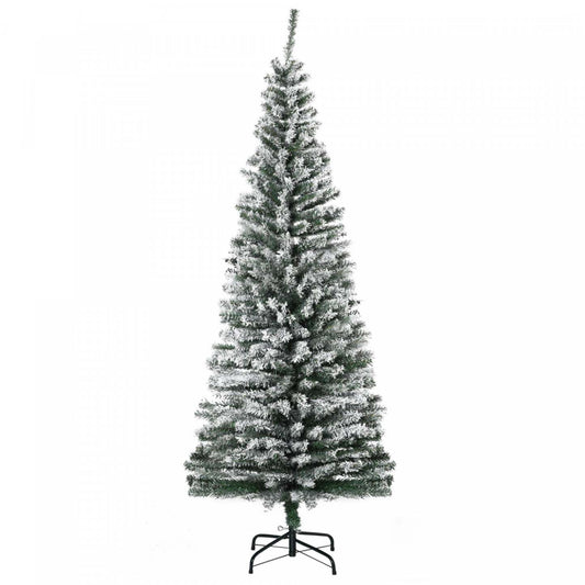 Homcom Arbre De Noël Artificiel Flocké Neige Crayon Slim | Homcom Arbre De Noël Artificiel 6 Pieds 492 Branches Réalistes