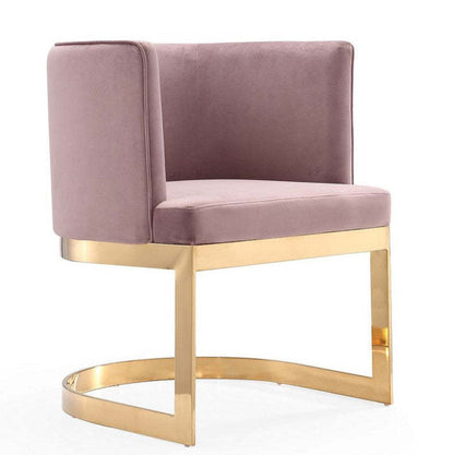 Manhattan Comfort Aura Velvet Dining Chair - Blush &amp; Polished Brass|Chaise de salle à manger Aura de Manhattan Comfort en velours - rose tendre et laiton poli
