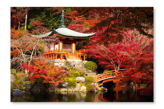 Temple Daigoji 24x36 Cadre d’art mural et panneau en tissu| Temple Daigoji 24 po x 36 po : Cadre d'art mural et panneau de tissu|D44GEM2X
