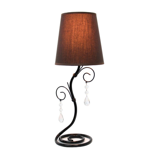 Simple Designs Twisted Vine Table Lamp avec abat-jour en tissu et cristaux suspendus|Lampe de table Simple Designs de style romantique tendance avec cristaux suspendus|D21XJPJ7