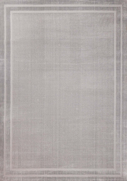 Ellie High-Low Texturé Soft Polyester Grey Border Area Rug - 7'10 x 10'6|Carpette à poil long et court Ellie en polyester doux texturé à bordure grise - 7 pi 10 po x 10 pi 6 po