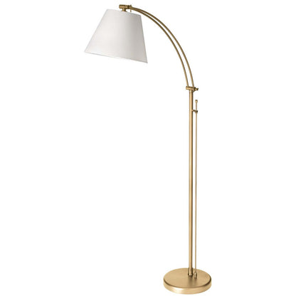 Dainolite Felix 1 Light Adjustable Floor Lamp Aged Brass White Shade|Lampe à pied Felix réglable de Dainolite avec abat-jour blanc, fini laiton vieilli et 1 ampoule