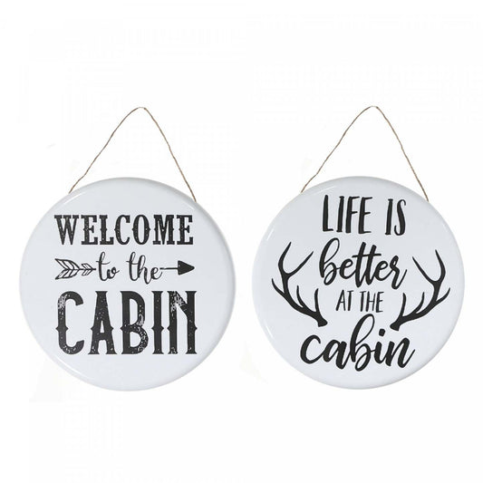 Enseigne murale ronde en métal Cabine - Lot de 2|Panneau mural rond « Cabine » en métal - ensemble de 2