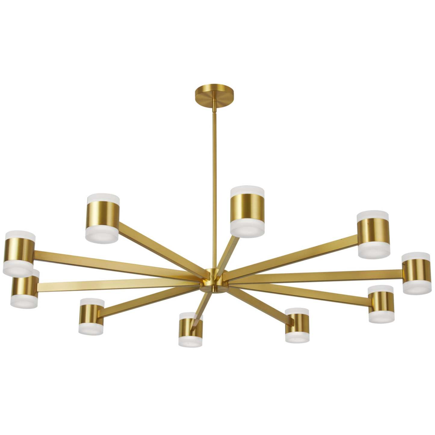 Dainolite Wilson Chandelier 140w Aged Brass White Acrylic Diffuser Lamp|Lustre Circulo de Wilson en acrylique blanc qui diffuse la lumière, avec finition en laiton vieilli et ampoule de 140 W