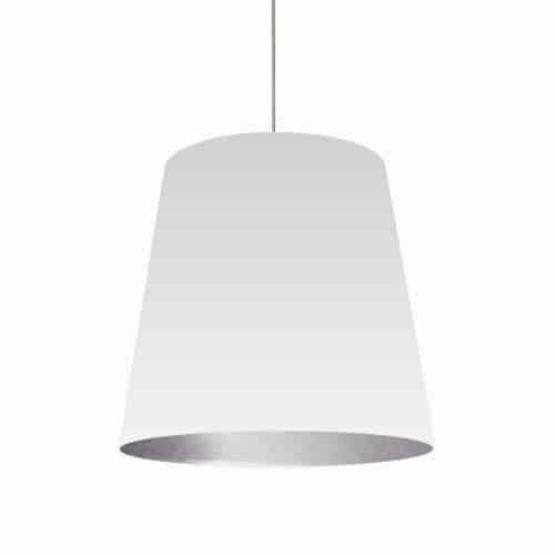 Dainolite Oversize Drum 1 Light Pendant Large White/Silver Shade Lamp|Grand luminaire suspendu de Dainolite avec très grand abat-jour cylindrique blanc et argenté, et 1 ampoule