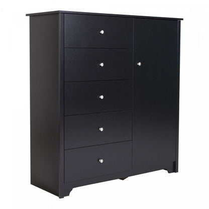 Commode à porte Vito avec 5 tiroirs - Noir pur | Vito Commode A Porte 5 Tiroirs - Noir Solide