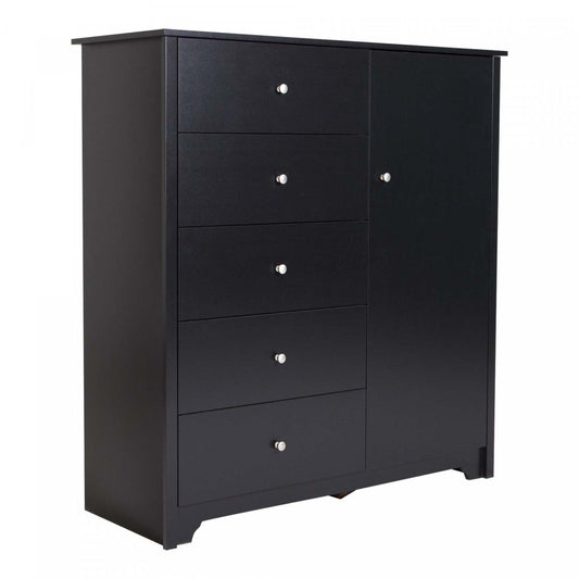 Commode à porte Vito avec 5 tiroirs - Noir pur | Vito Commode A Porte 5 Tiroirs - Noir Solide