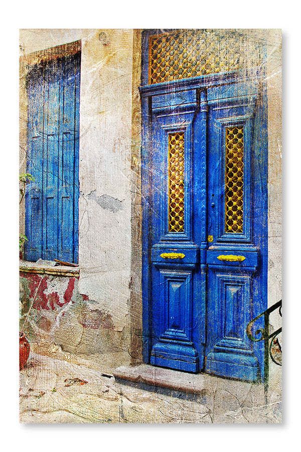 Traditional Greek Streets 28x42 Wall Art Frame And Fabric Panel| Traditional Greek Streets 28 po x 42 po : Cadre d'art mural et panneau de tissu|D44GNBT7