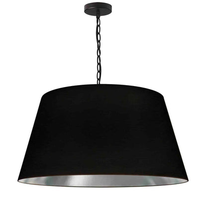 Dainolite Brynn 1 Light Pendant Large Black Finish Black/Silver Shade Lamp|Grand luminaire suspendu Brynn de Dainolite avec abat-jour noir et argenté, fini noir et 1 ampoule
