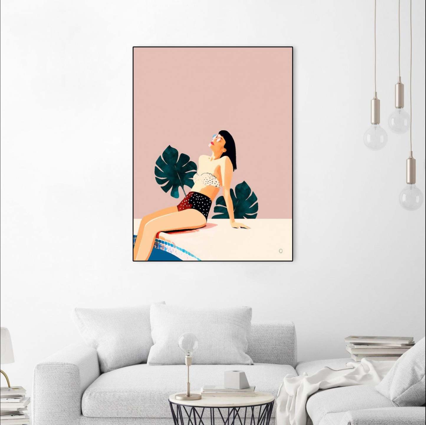 Œuvre d'art murale sur toile encadrée noire « Dimanche » 24 x 32