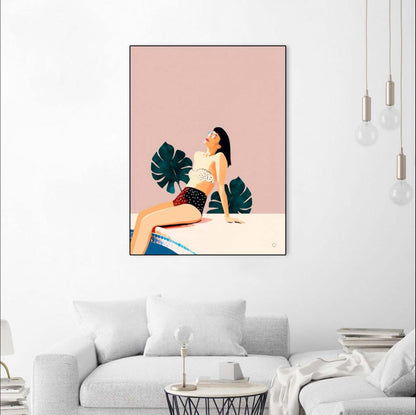 Œuvre d'art murale sur toile encadrée noire « Dimanche » 24 x 32