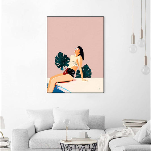 Œuvre d'art murale sur toile encadrée noire « Dimanche » 24 x 32