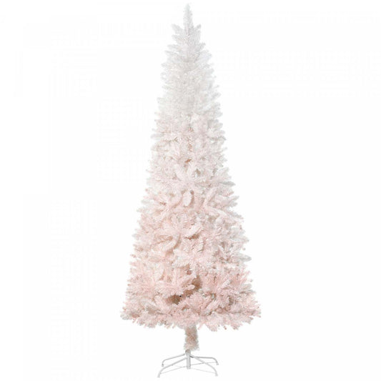 Homcom Sapin De Noël Artificiel De 6 Pieds Avec Base En Métal Rose Et Blanc|Homcom Sapin De Noël Artificiel De 6 Pieds Avec 406 Branches