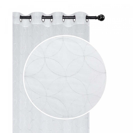 Lurex Embroidered Sheer Panel Curved Diamond White - Set of 2|Panneau de rideau transparent en LurexMC brodé de motifs de diamants arrondis blanc - ensemble de 2