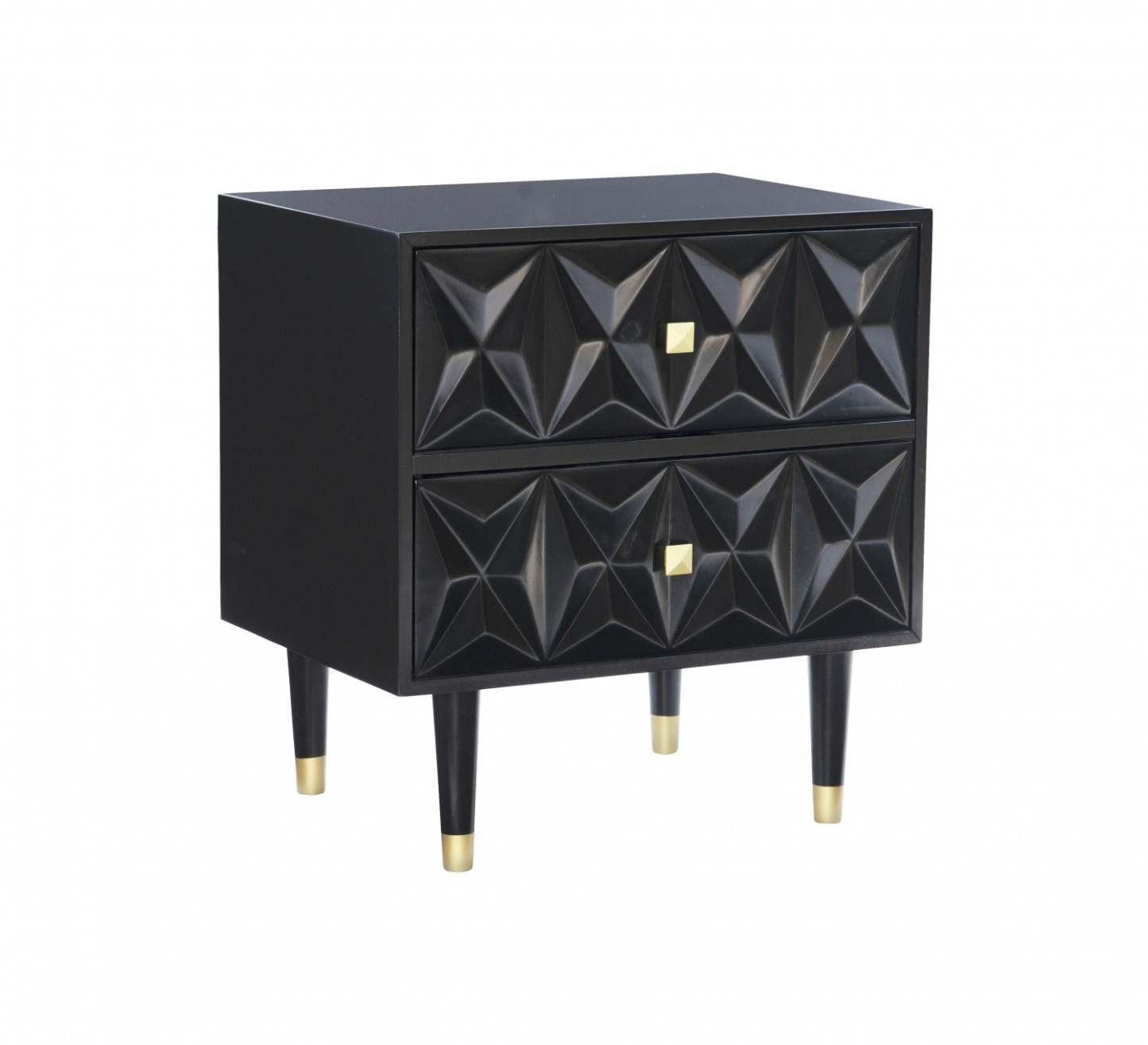 Geo 2-Drawer Textured Nightstand - Black|Table de nuit Geo texturée à 2 tiroirs - noire