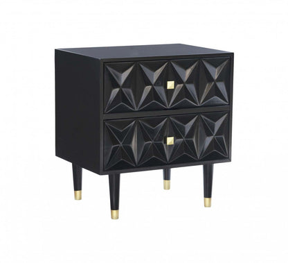 Geo 2-Drawer Textured Nightstand - Black|Table de nuit Geo texturée à 2 tiroirs - noire