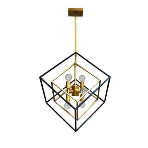 Dainolite Kappa 6 Light Pendant Vintage Bronze/Matte Black Finish Lamp|Luminaire suspendu Kappa de Dainolite avec  fini bronze rétro et noir mat, et 6 ampoules