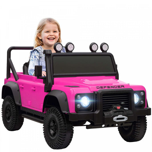 Voiture électrique Qaba Land Rover sous licence pour enfants, camion à conduire alimenté par une batterie de 12v 7ah avec télécommande, suspension à ressort, véhicule électrique à 3 vitesses pour les 3-5 ans, rose