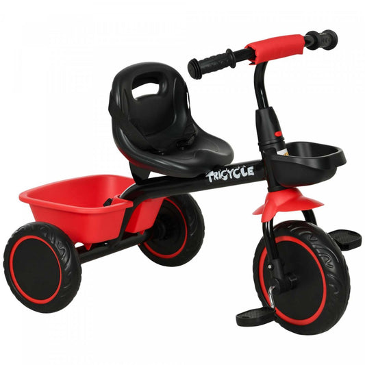 Qaba Tricycle Pour Tout-petits, Filles Et Garçons De 2 À 5 Ans, Vélo Pour Enfant Avec Siège Réglable